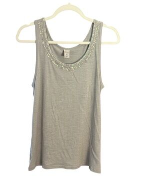 Old Navy Gray Embellished Scoop Neck Tank